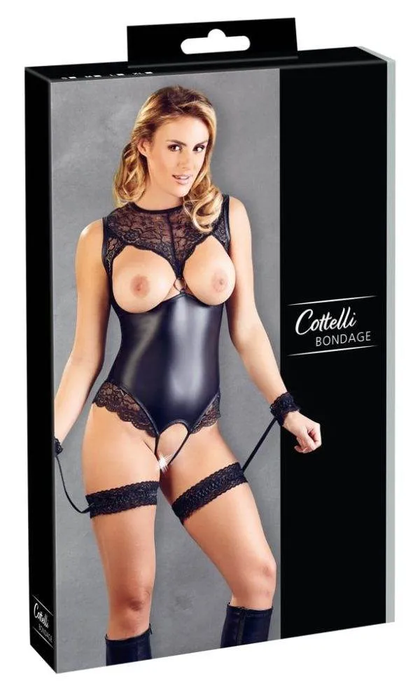 26422391021_verp Cottelli BONDAGE - Verführerischer Body ouvert mit Strumpfbändern S