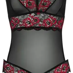 Cottelli LINGERIE - Spitzen Body ouvert Schwarz/Rot S/M Cottelli LINGERIE - Spitzen Body ouvert Schwarz/Rot S/M – Bild 5