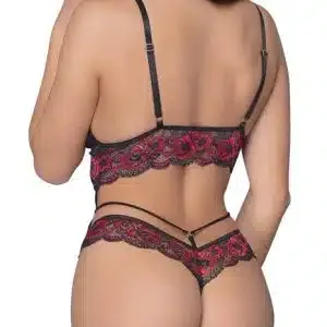 Cottelli LINGERIE - Spitzen Body ouvert Schwarz/Rot S/M Cottelli LINGERIE - Spitzen Body ouvert Schwarz/Rot S/M – Bild 4