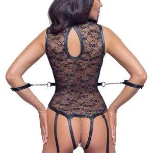 Cottelli BONDAGE Spitzen-Straps-Body mit Armfesseln S Cottelli BONDAGE Spitzen-Straps-Body mit Armfesseln S – Bild 5