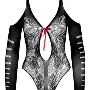 NO:XQSE Body ouvert Spitze, schulterfrei, ¾-Arm, Cut-outs S-L NO:XQSE Body ouvert Spitze, schulterfrei, ¾-Arm, Cut-outs S-L – Bild 5