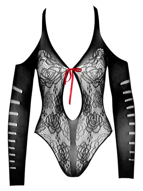 NO:XQSE Body ouvert Spitze, schulterfrei, ¾-Arm, Cut-outs S-L NO:XQSE Body ouvert Spitze, schulterfrei, ¾-Arm, Cut-outs S-L