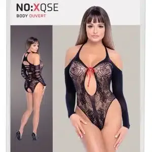 NO:XQSE Body ouvert Spitze, schulterfrei, ¾-Arm, Cut-outs S-L NO:XQSE Body ouvert Spitze, schulterfrei, ¾-Arm, Cut-outs S-L – Bild 1