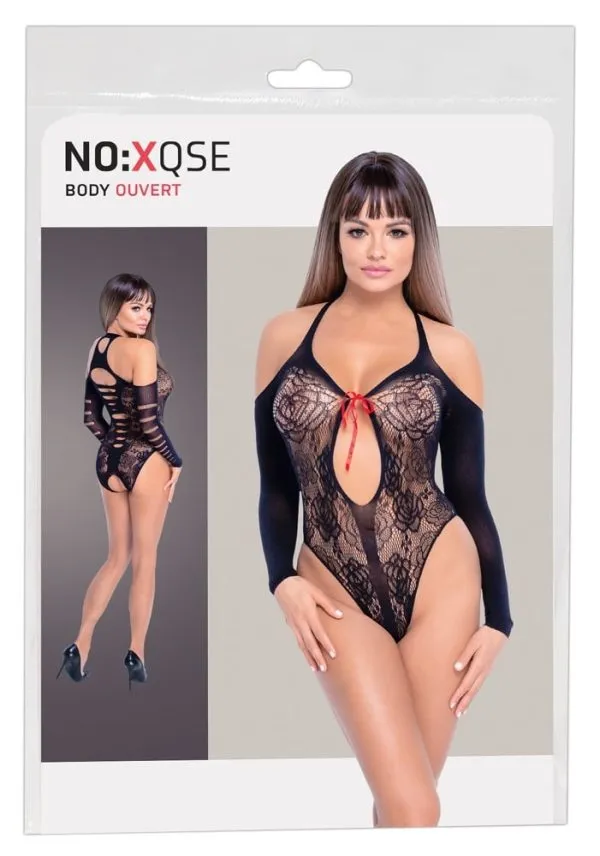 NO:XQSE Body ouvert Spitze, schulterfrei, ¾-Arm, Cut-outs S-L
