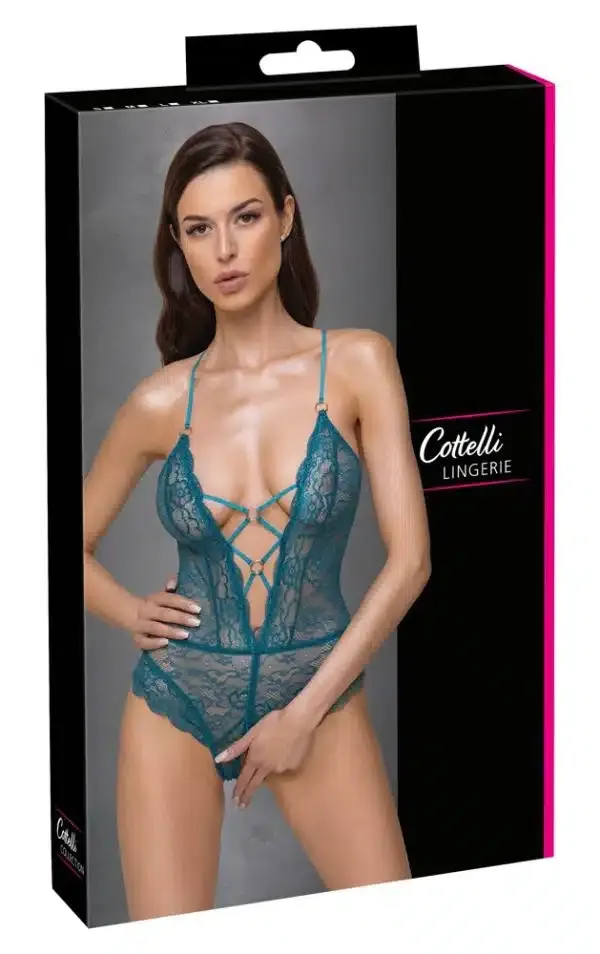 Cottelli LINGERIE Body ouvert - sinnlicher Style in petrolfarbener Spitze petrol L