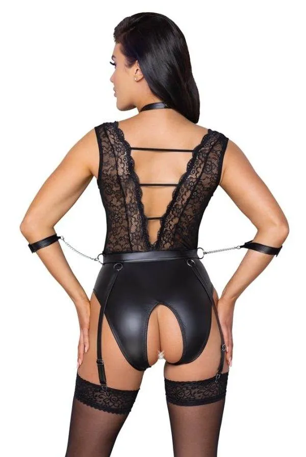 Cottelli BONDAGE - Strapsbody ouvert mit Spitze S Cottelli BONDAGE - Strapsbody ouvert mit Spitze S