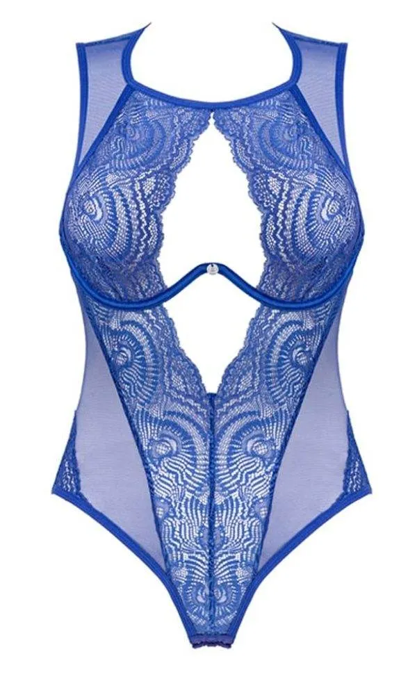Obsessive Body Giselia - Bügel-Body in royalem Blau XS/S Obsessive Body Giselia - Bügel-Body in royalem Blau XS/S