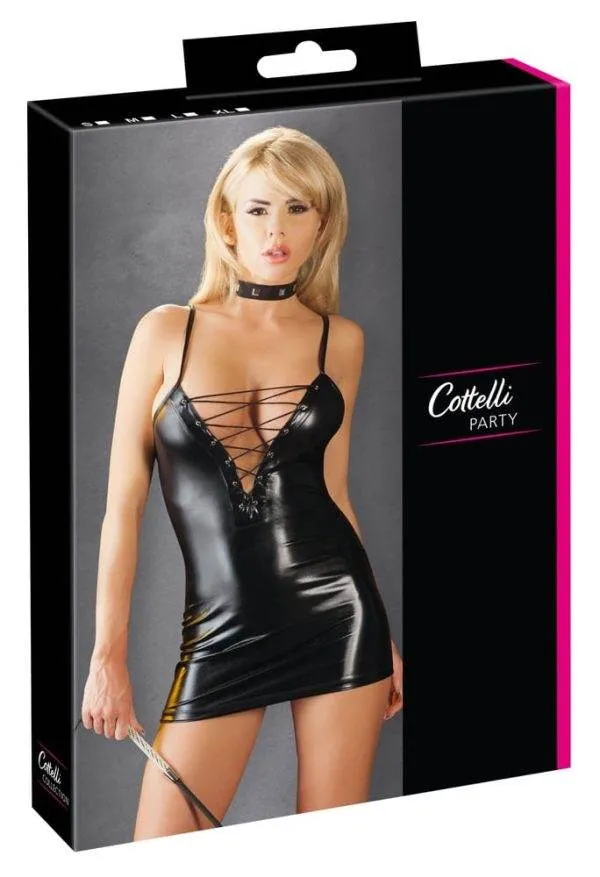 27103581021_verp Cottelli PARTY Minikleid Wetlook - Eng anliegend, Schnürung im Dekolleté L