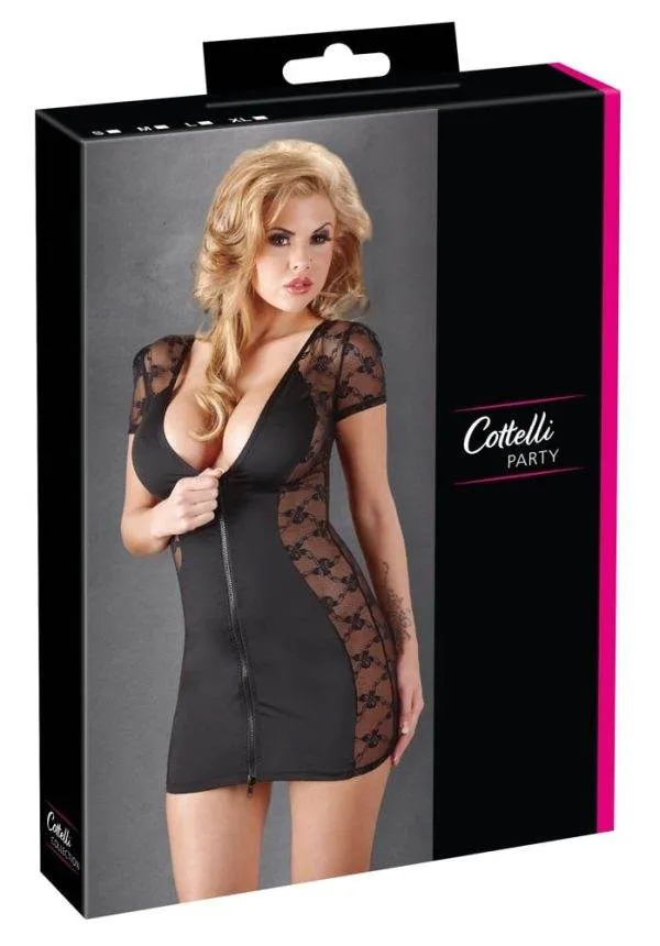 27136401021_verp Cottelli PARTY Schwarzes Spitzen-Dessouskleid S
