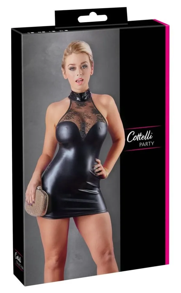 27158301021_verp Cottelli PARTY - Wetlook Kleid mit Spitze S
