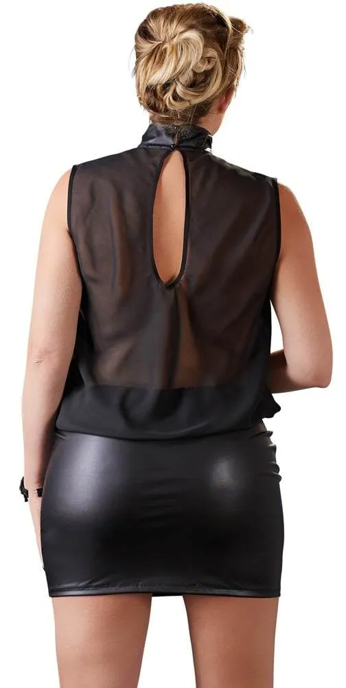 Cottelli CURVES - Minikleid transparent, schwarz 2XL Cottelli CURVES - Minikleid transparent, schwarz 2XL