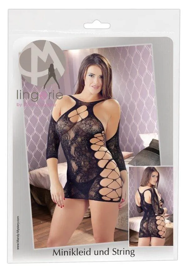 Mandy Mystery lingerie - Spitzen-Minikleid mit Arm und String S-L