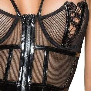 Noir Semitransparentes Bustierkleid mit Stickereien M Noir Semitransparentes Bustierkleid mit Stickereien M – Bild 5