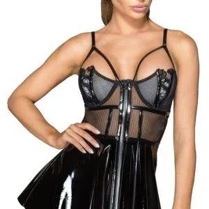 Noir Semitransparentes Bustierkleid mit Stickereien M Noir Semitransparentes Bustierkleid mit Stickereien M – Bild 3