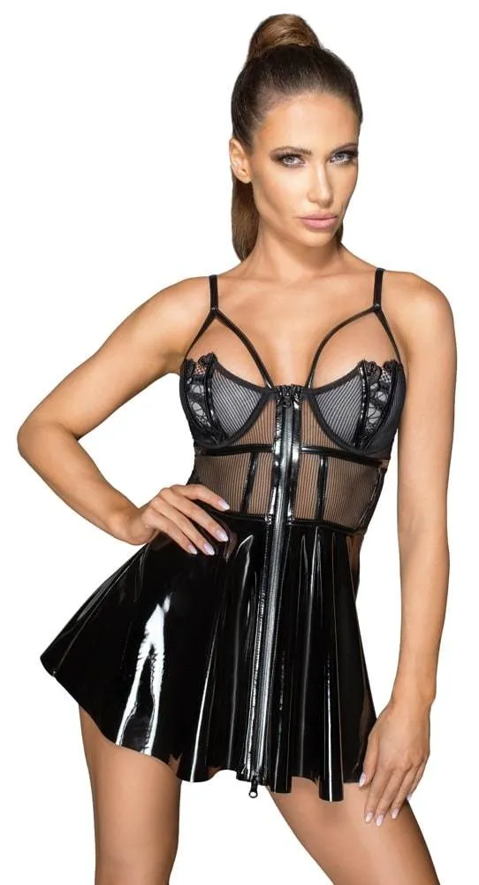 Noir Semitransparentes Bustierkleid mit Stickereien M Noir Semitransparentes Bustierkleid mit Stickereien M