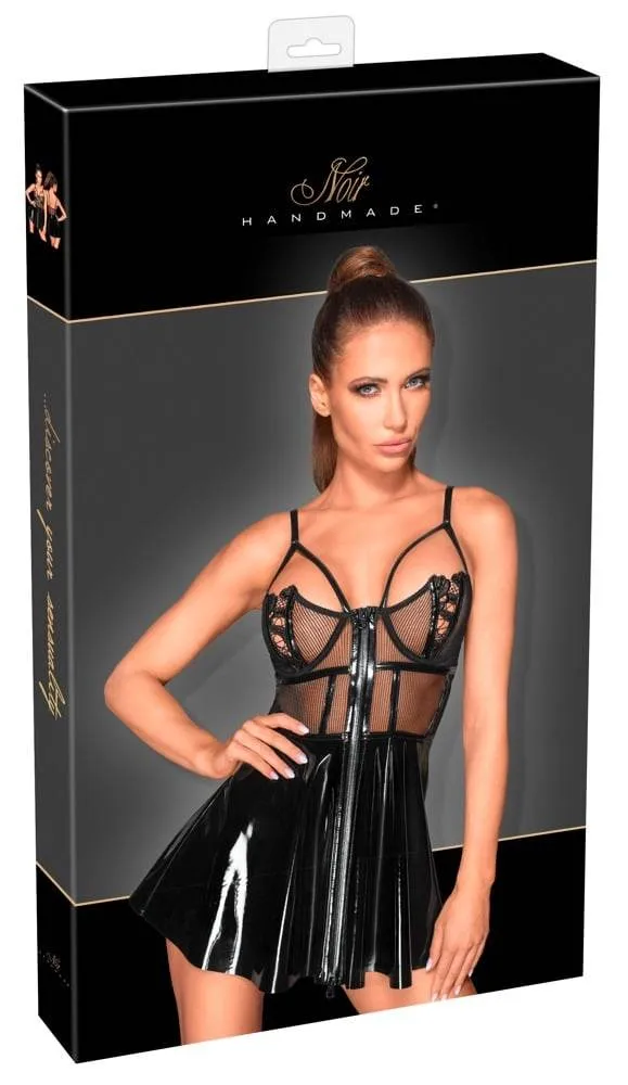 27173281021_verp Noir Semitransparentes Bustierkleid mit Stickereien M