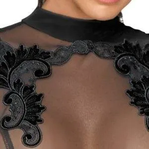 Noir Tailliertes Powernet Kleid mit Stickerei XL Noir Tailliertes Powernet Kleid mit Stickerei XL – Bild 4