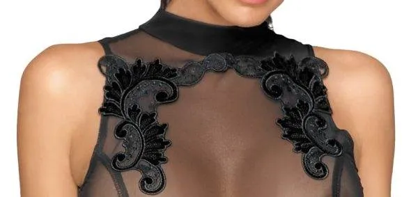 Noir Tailliertes Powernet Kleid mit Stickerei XL Noir Tailliertes Powernet Kleid mit Stickerei XL
