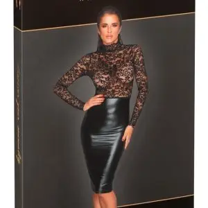 Noir Eleganz Kleid Spitze-Powerwetlook M