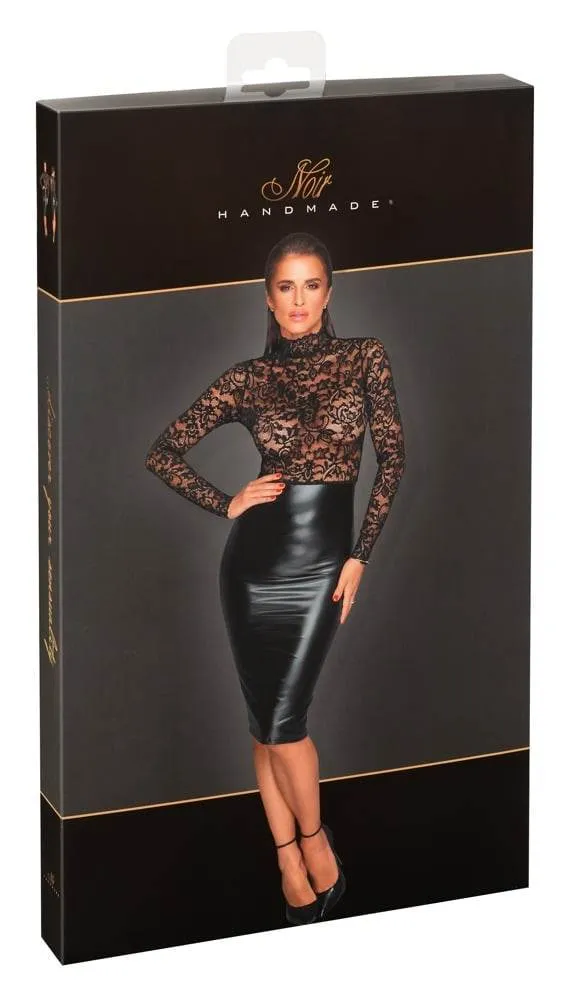 27177601021_verp Noir Eleganz Kleid Spitze-Powerwetlook M