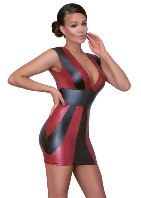 Cottelli PARTY - Streifen-Mattlook Kleid Rot/Schwarz S