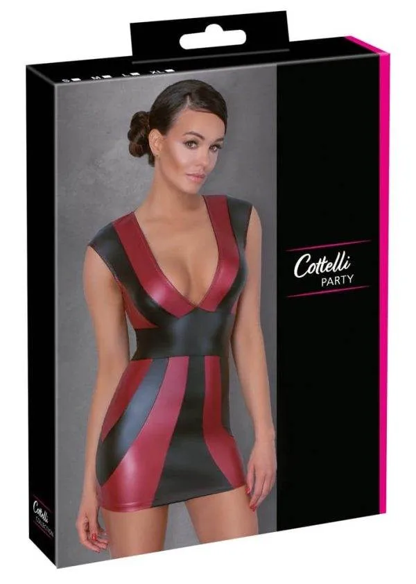 Cottelli PARTY - Streifen-Mattlook Kleid Rot/Schwarz S