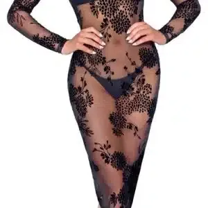 Noir Flockprint Langarm-Kleid in Powernet S Noir Flockprint Langarm-Kleid in Powernet S – Bild 3