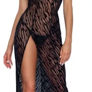 Noir Powernet-Kleid mit Tigerprint XL