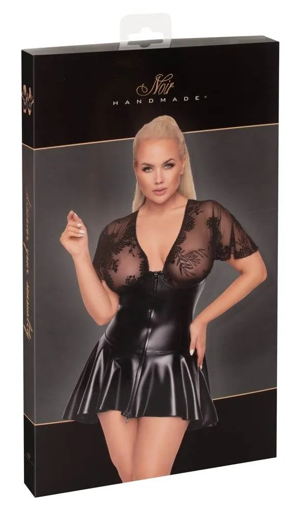 27182191071_verp Noir Corsagen-Kleid, Powerwetlook, Reißverschluss 3XL