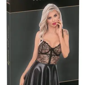 Noir Exklusives Spitzenkleid - Edler Material-Mix XL