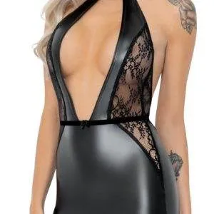 Noir - Exklusives Powerwetlook Minikleid mit Spitze XL Noir - Exklusives Powerwetlook Minikleid mit Spitze XL – Bild 3
