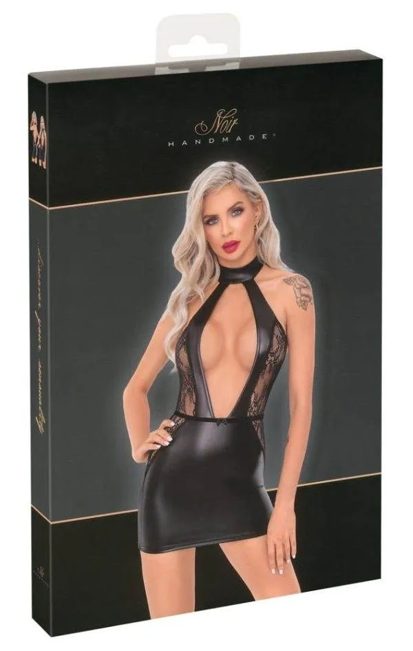 27182861021_verp Noir - Exklusives Powerwetlook Minikleid mit Spitze XL