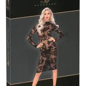 Noir Midi-Kleid mit Floral-Samtflockprint XL