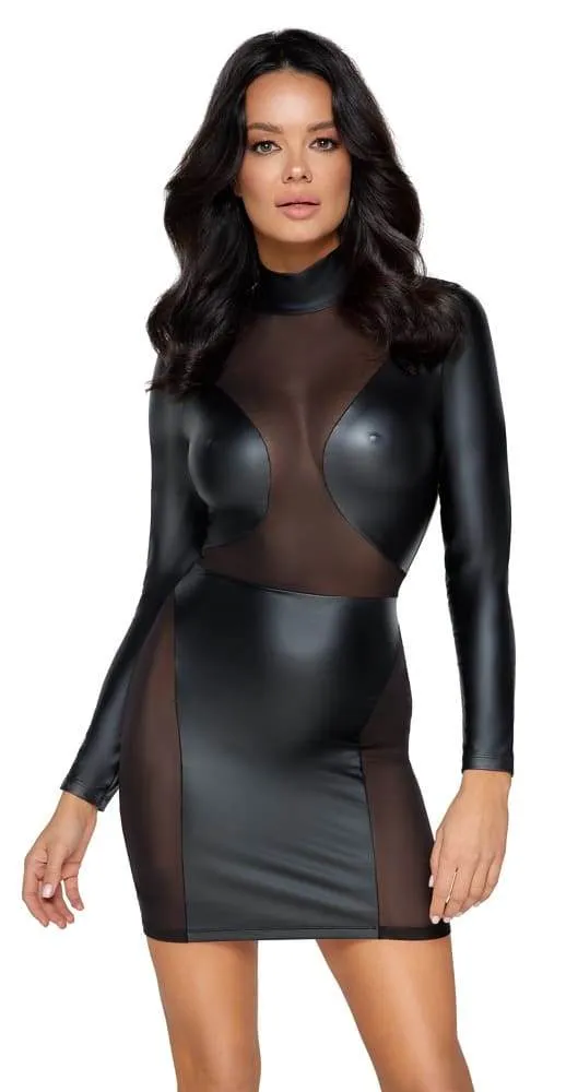 Cottelli PARTY Enges Langarm-Kleid, Mattlook & Powernet M