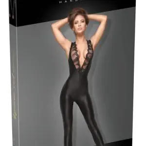 Noir Power-Wetlook Overall mit Stickerei XL