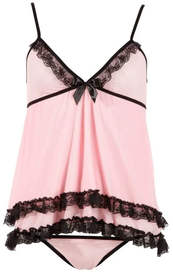 Cottelli LINGERIE - Süßes Betthupferl! Babydoll rosa Rosa/Schwarz S Cottelli LINGERIE - Süßes Betthupferl! Babydoll rosa Rosa/Schwarz S
