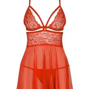 Obsessive Babydoll - Verführerisches Rot, busenbetonend mit Spitze und Aussparung. Inklusive String. 90% Polyamid, 10% Elasthan. S/M Obsessive Babydoll - Verführerisches Rot, busenbetonend mit Spitze und Aussparung. Inklusive String. 90% Polyamid, 10% Elasthan. S/M – Bild 3