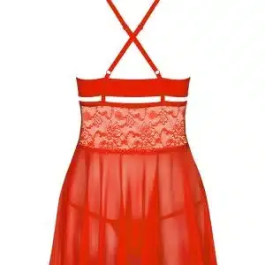 Obsessive Babydoll - Verführerisches Rot, busenbetonend mit Spitze und Aussparung. Inklusive String. 90% Polyamid, 10% Elasthan. S/M Obsessive Babydoll - Verführerisches Rot, busenbetonend mit Spitze und Aussparung. Inklusive String. 90% Polyamid, 10% Elasthan. S/M – Bild 4