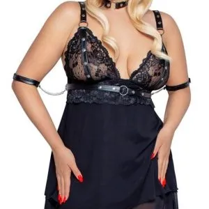 Cottelli BONDAGE - Babydoll Set mit Halsband und Armfesseln 2XL Cottelli BONDAGE - Babydoll Set mit Halsband und Armfesseln 2XL – Bild 3