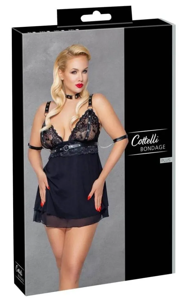 27413851051_verp Cottelli BONDAGE - Babydoll Set mit Halsband und Armfesseln 2XL