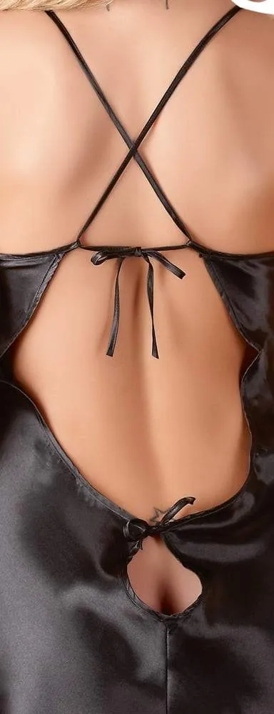 Cottelli LINGERIE - Schwarzes Satin-Negligé S Cottelli LINGERIE - Schwarzes Satin-Negligé S