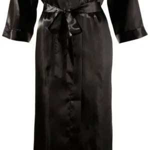 Cottelli LINGERIE: Langer schwarzer Kimono aus glänzendem Satin 2XL/3XL Cottelli LINGERIE: Langer schwarzer Kimono aus glänzendem Satin 2XL/3XL – Bild 4