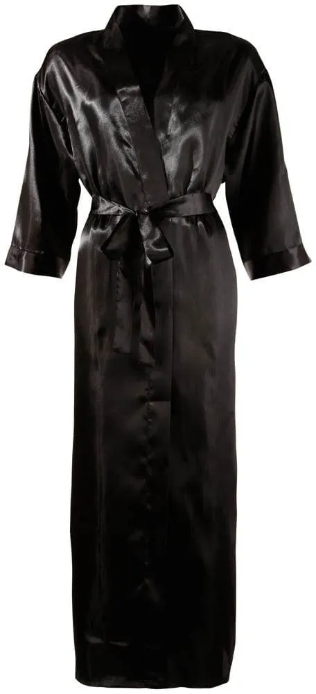 Cottelli LINGERIE: Langer schwarzer Kimono aus glänzendem Satin 2XL/3XL Cottelli LINGERIE: Langer schwarzer Kimono aus glänzendem Satin 2XL/3XL