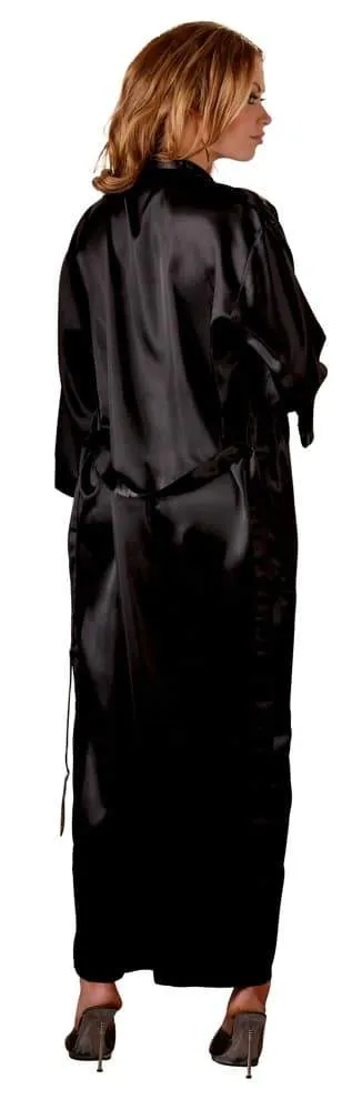 Cottelli LINGERIE: Langer schwarzer Kimono aus glänzendem Satin 2XL/3XL Cottelli LINGERIE: Langer schwarzer Kimono aus glänzendem Satin 2XL/3XL