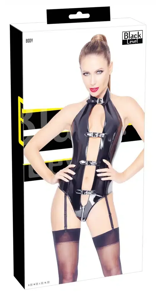 Black Level Lack Body mit abnehmbaren Strapsen S