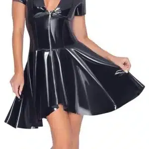 Black Level Lackkleid Zip L - Halbarm-Kleid aus Lack mit Vokuhila-Rock und Metall-Reißverschluss XL Black Level Lackkleid Zip L - Halbarm-Kleid aus Lack mit Vokuhila-Rock und Metall-Reißverschluss XL – Bild 3