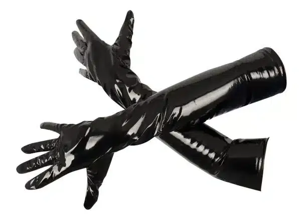 Black Level - Lange Lack Handschuhe mit Stretch-Einsätzen XL