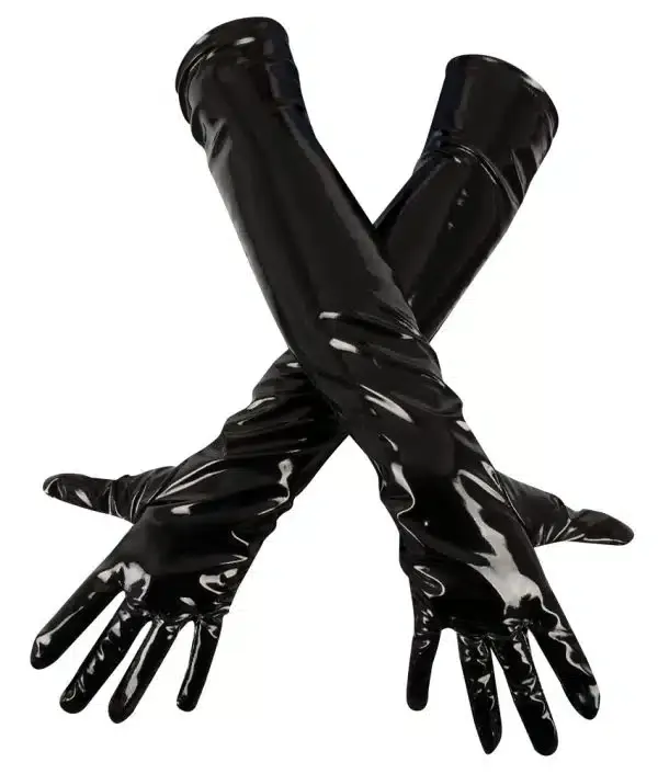 Black Level - Lange Lack Handschuhe mit Stretch-Einsätzen XL Black Level - Lange Lack Handschuhe mit Stretch-Einsätzen XL
