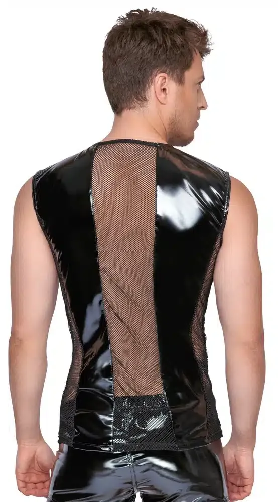 Black Level Lack H.Shirt S - Ärmelloses Shirt im Lack-Netz-Mix XL Black Level Lack H.Shirt S - Ärmelloses Shirt im Lack-Netz-Mix XL