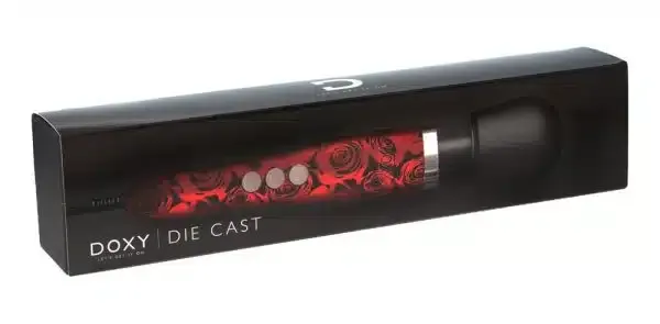 Doxy Massagestab Die Cast - Mattschwarz Gold rot
